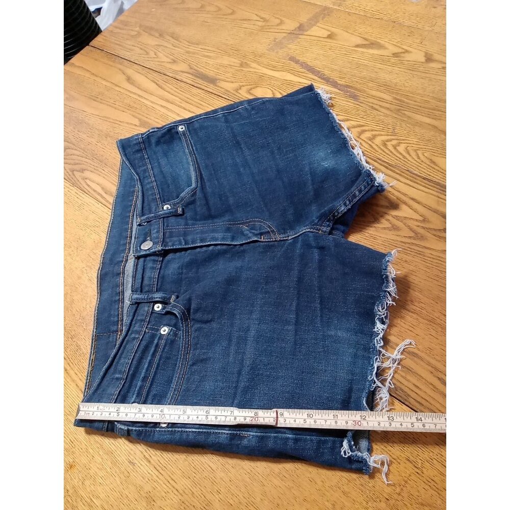 LEVI STRAUSS 511 Jeans Shorts Womens 34 X 30 BLUE Dark Preowned Frey Raw Hem ? - Picture 2 of 9